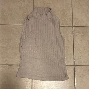 Sleeveless Ribbed Cream Top